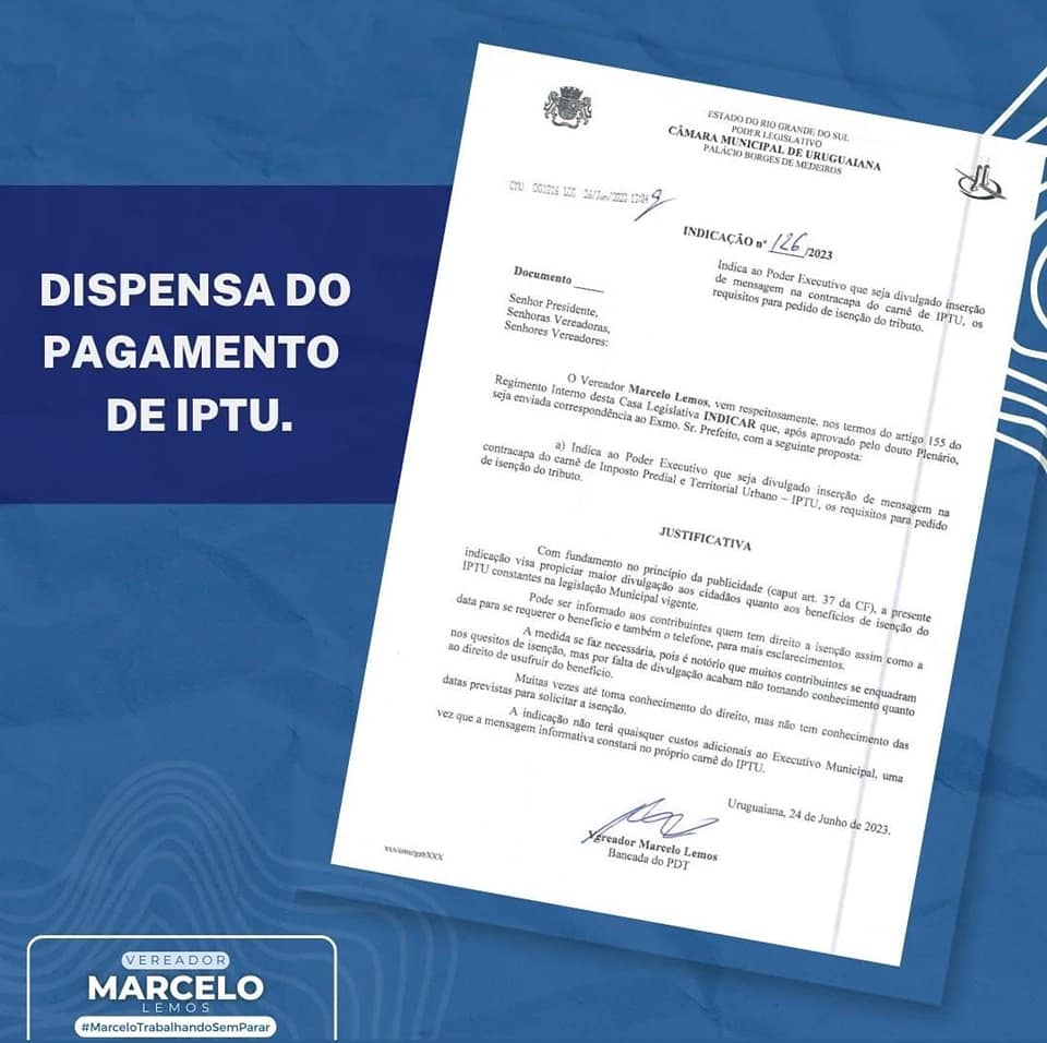 Prefeitura Terá Que Colocar Informações No Carnê Do Iptu Sobre Isenção De Pagamentos Para 0944